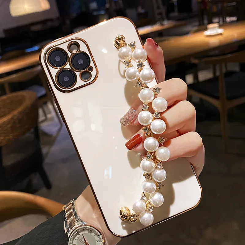 Silicone iPhone Case With Pearl Bracelet